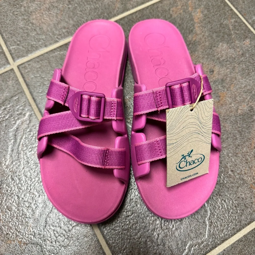NEW Chaco Chillos Slides Kids Buckle Sandals Outskirt Fuchsia Pink 5 NWT